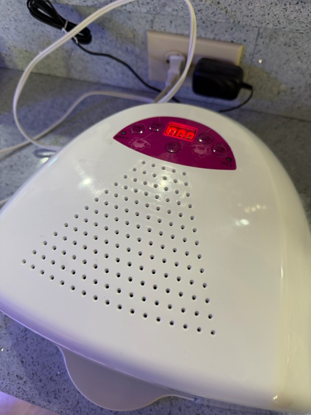 White LED Nail Lamp with Pink Control Panel
